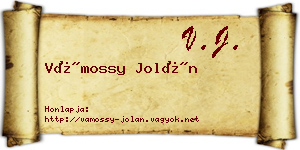 Vámossy Jolán névjegykártya