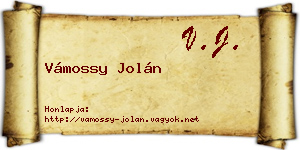 Vámossy Jolán névjegykártya